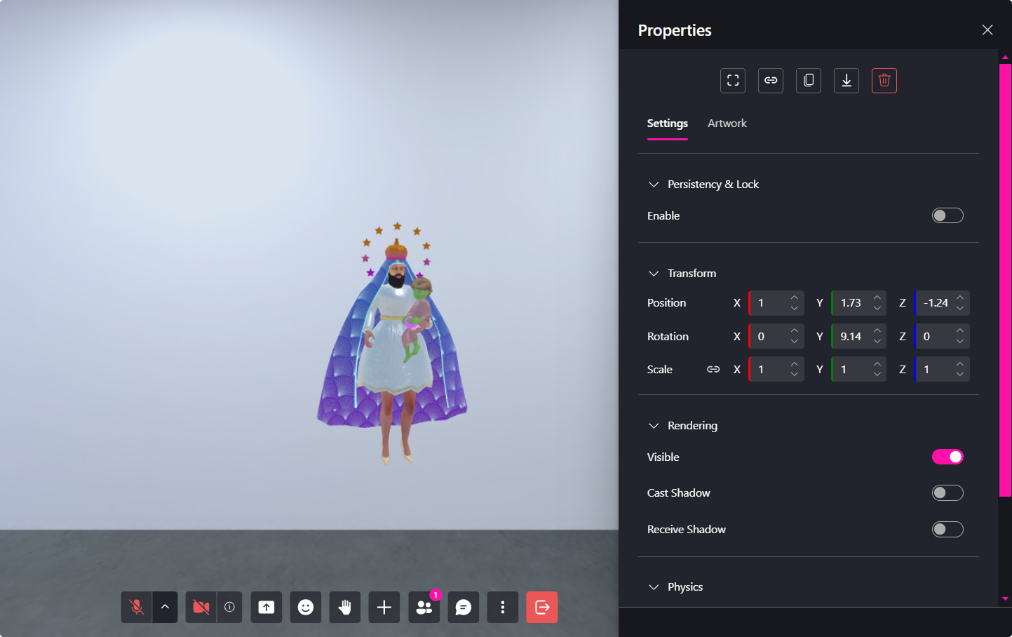 Captura de pantalla de la selección de avatares