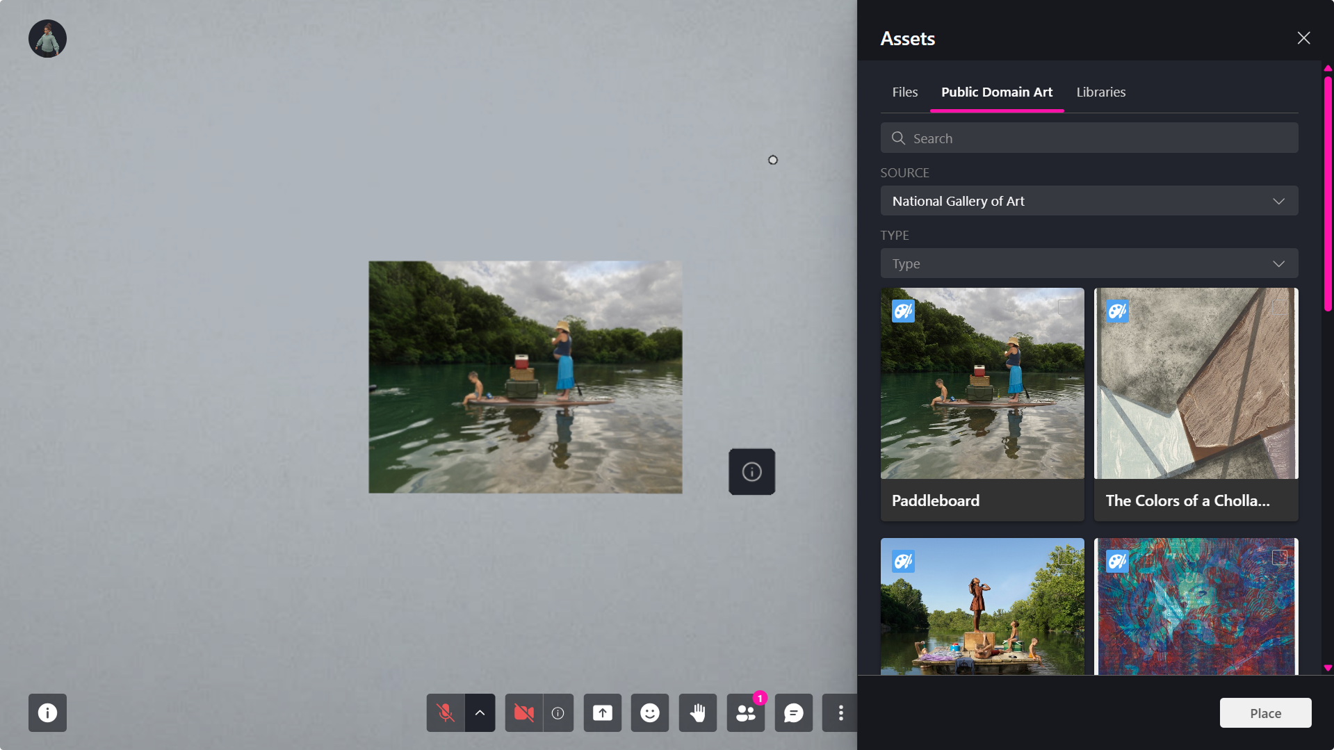 Screenshot of avatar selection screen